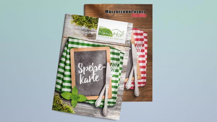 Satzarbeit Grafikdesign Bildbearbeitung Gestaltung Speisekarte Bäckerei